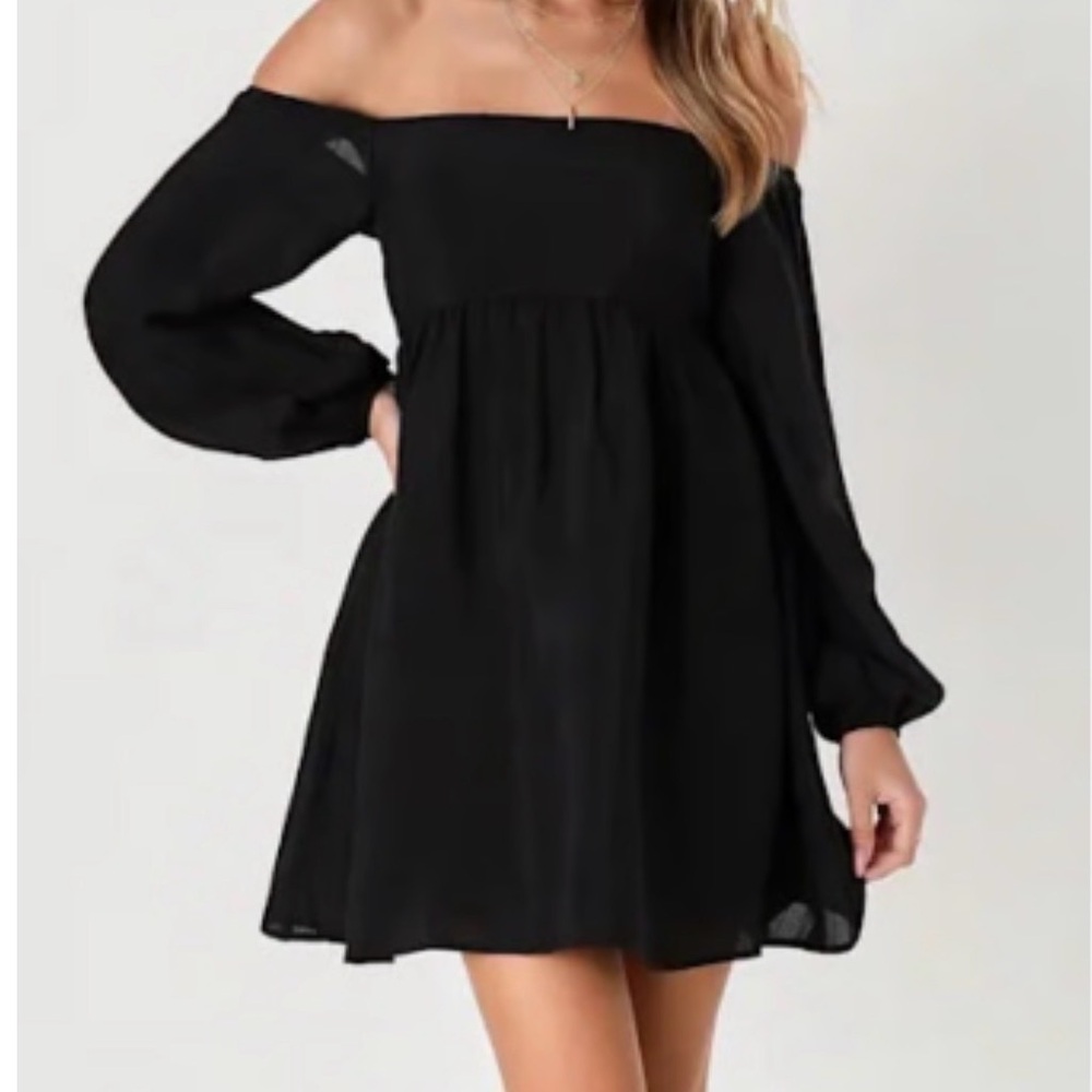 Lulu's Black Long Sleeve Mini Dress